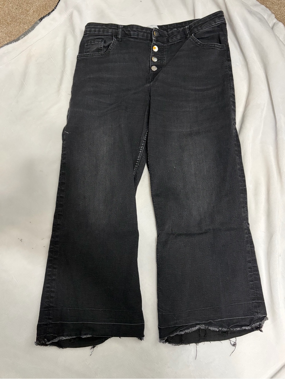 H&M Black Wide-Leg Button-Fly Jeans